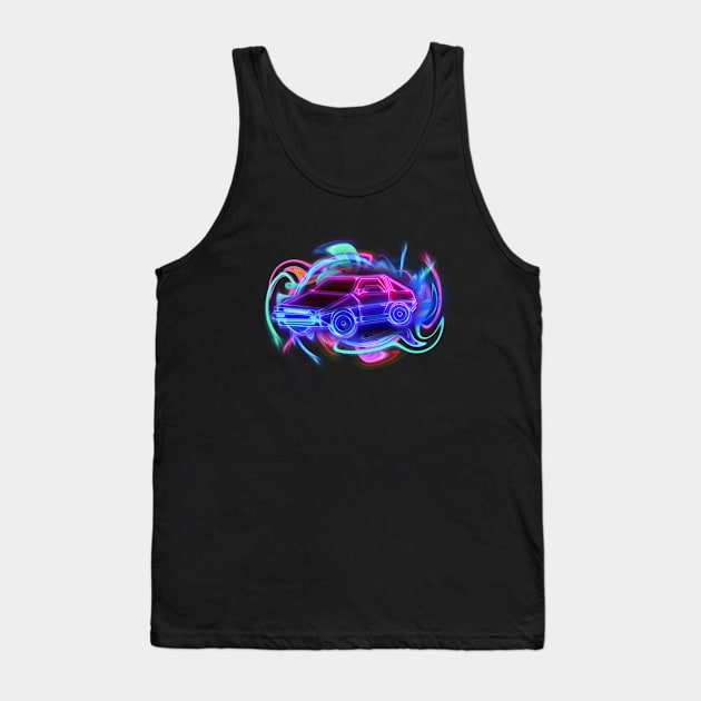 Neon DeLorean Tank Top by JadeGair